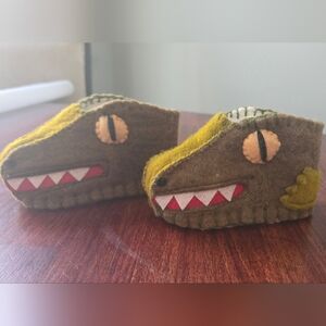 100% Wool Handmade Dinosaur Baby Bootie
